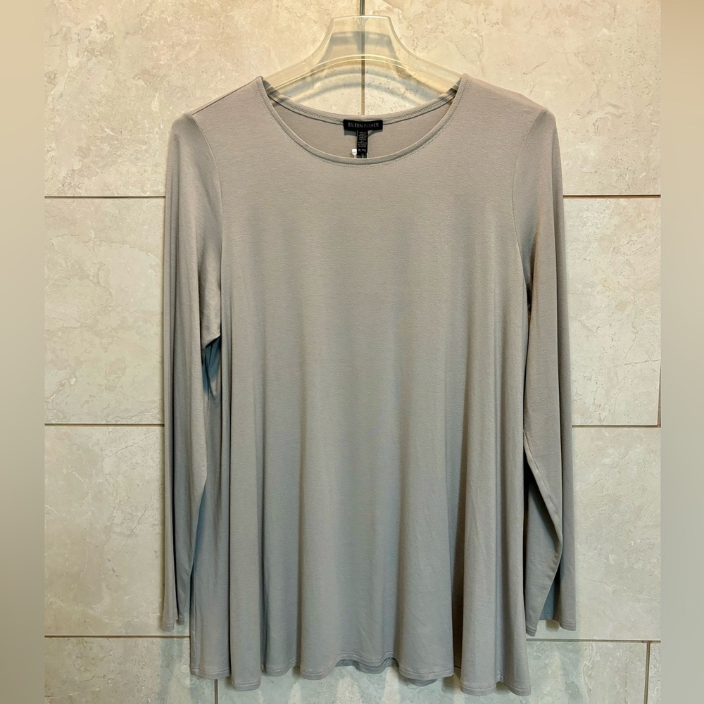 Eileen Fisher XL Lightweight Long Sleeve Jewel Neck Top